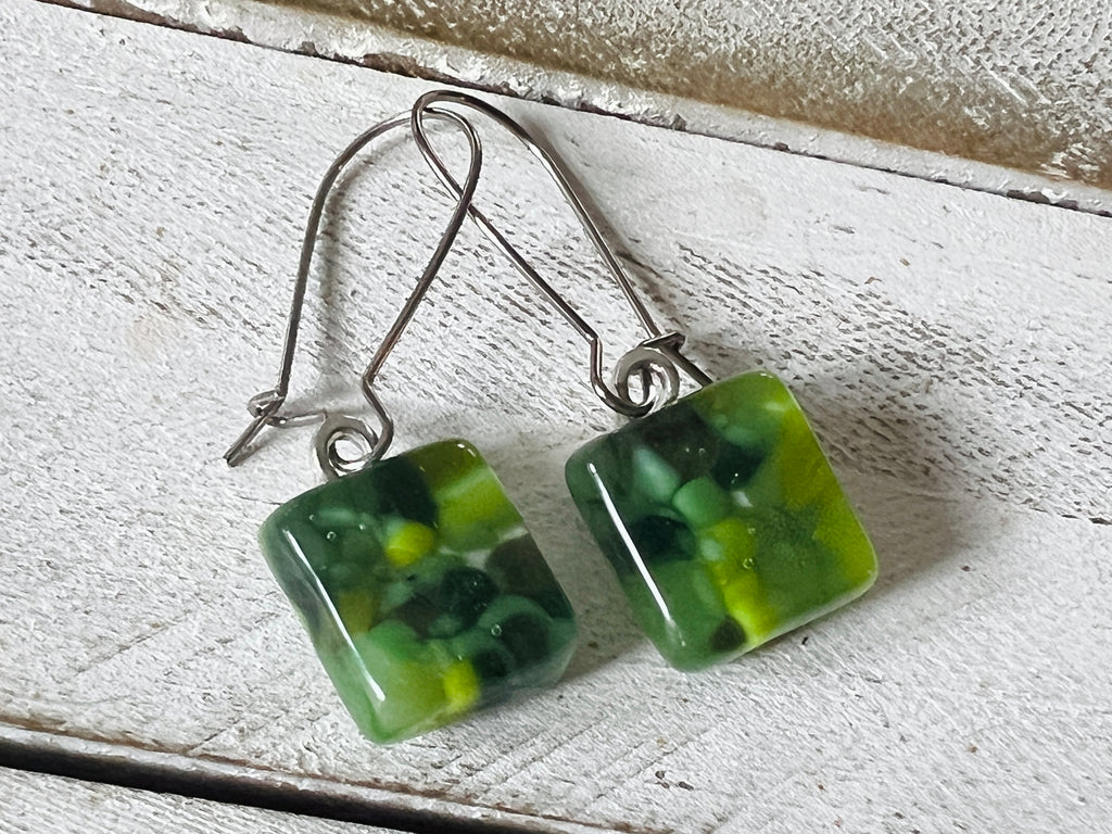 Fused Glass Earrings~Glam Camo