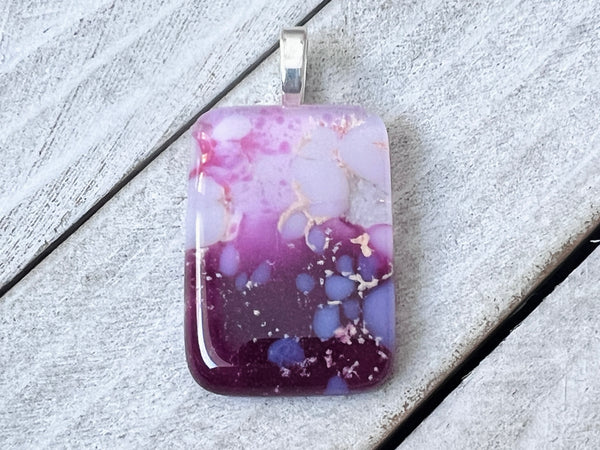 Fused Glass Pendant~Pink and Purple