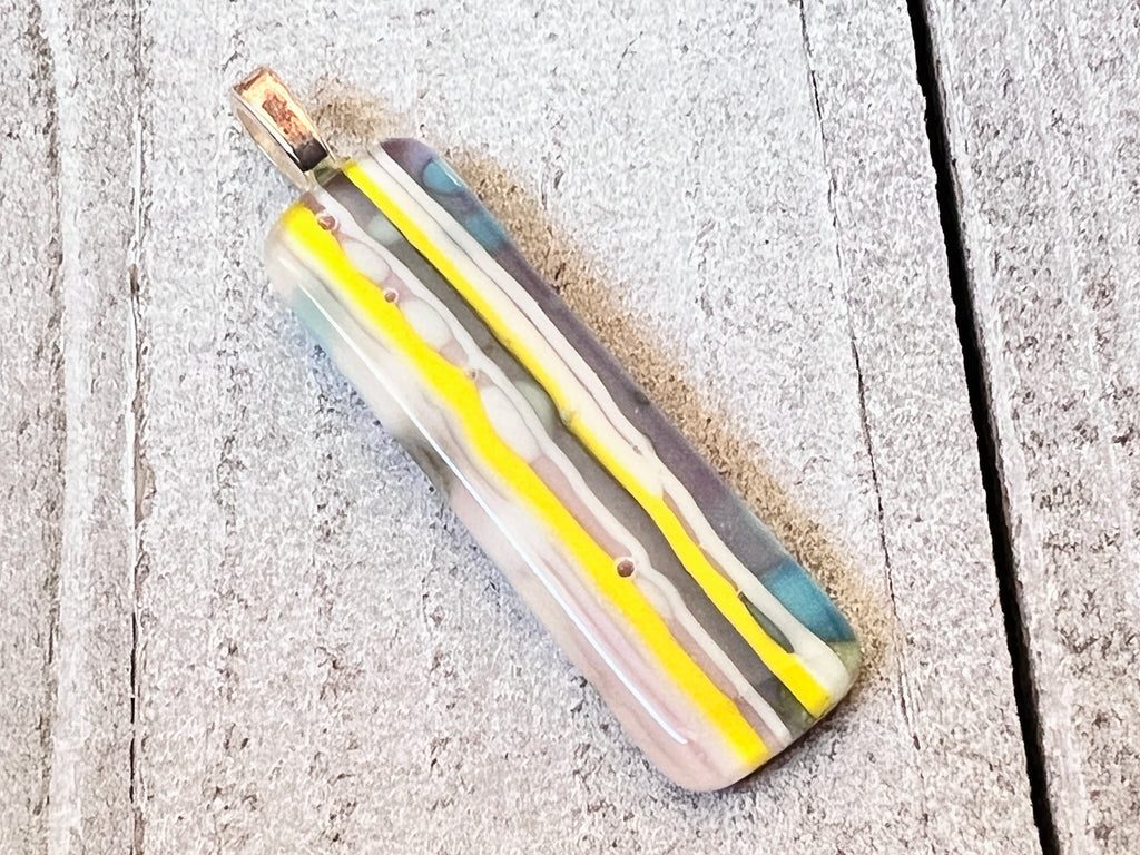Fused Glass Pendant~Electric Lemonade