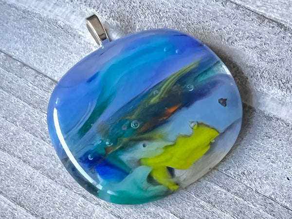 Fused Glass Pendant, In The Flow