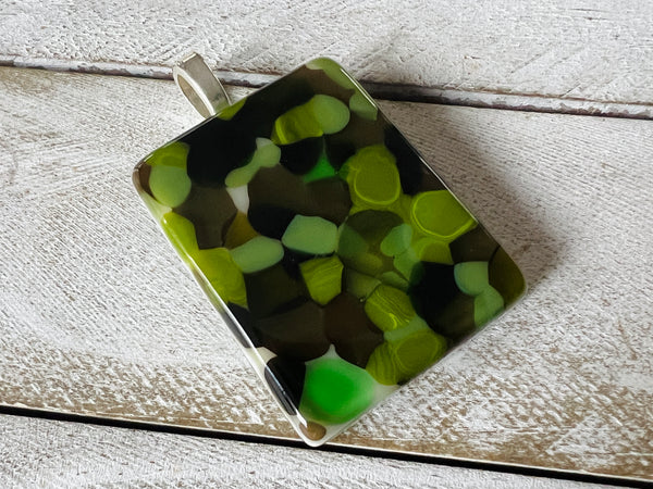Fused Glass Pendant~Glam Camo