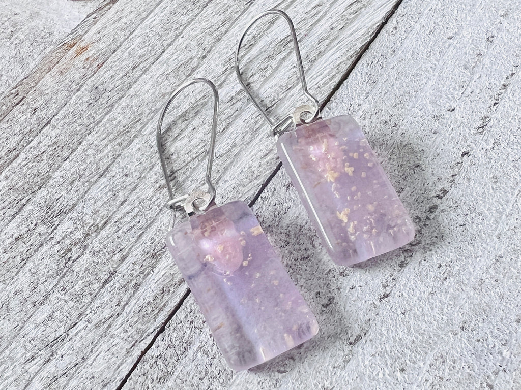 Simply Elegant Violet Glass Earrings