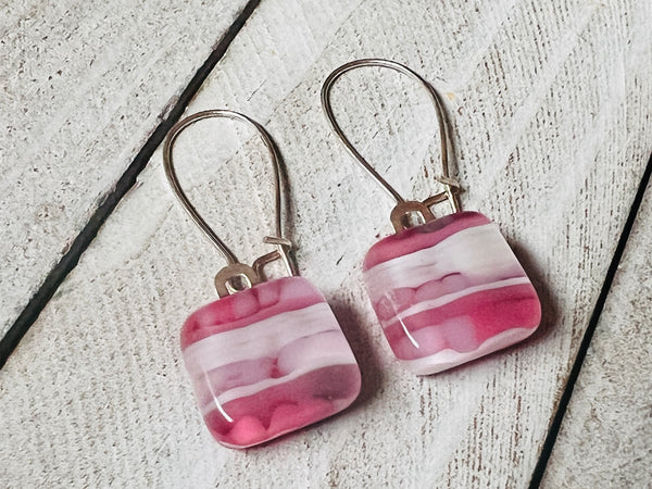 Fused Glass Earrings~Pink Sorbet