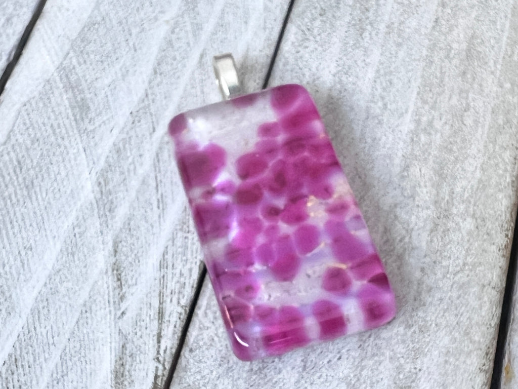 Fused Glass Pendant~Pink and Purple