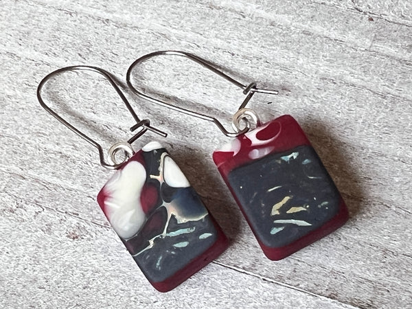 Fused Glass Earrings~ Chocolate Cherry