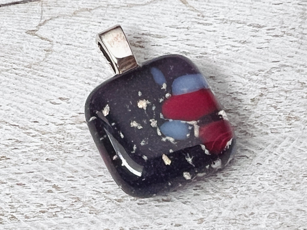 Fused Glass Mini Pendant~Purple Raspberry.