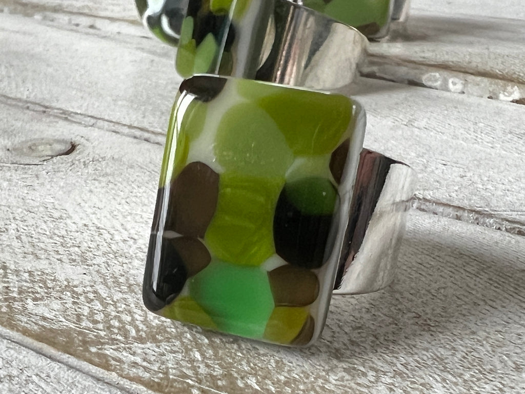 Fused Glass Ring~Glam Camo