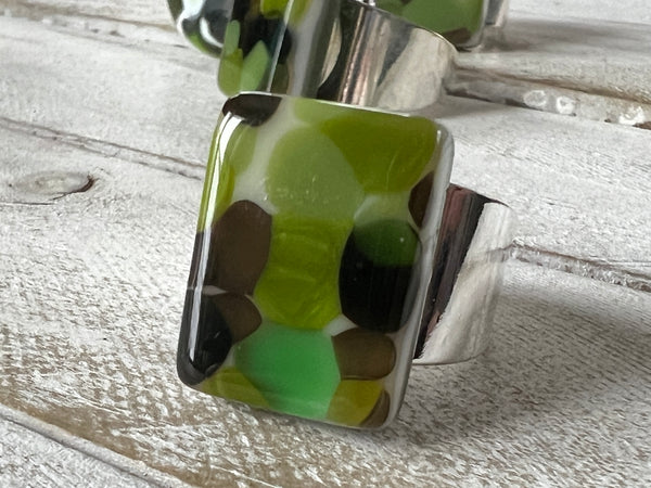 Fused Glass Ring~Glam Camo