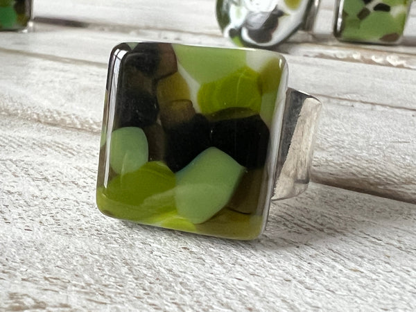 Fused Glass Ring~Glam Camo