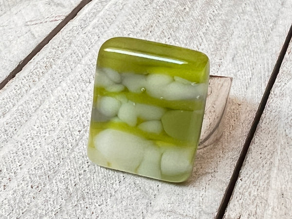 Fused Glass Ring~ Glam Cam