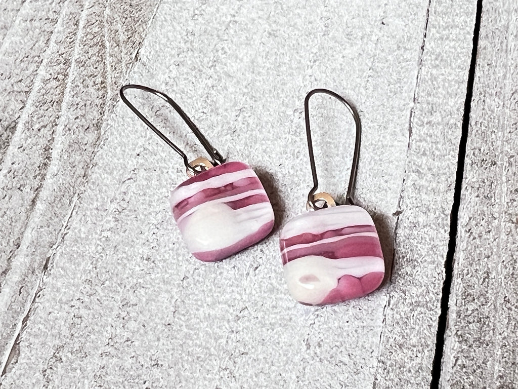 Fused Glass Earrings~Spiaggia Rosa