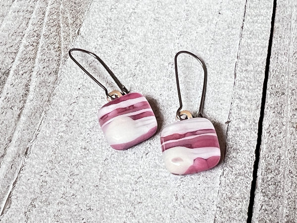 Fused Glass Earrings~Spiaggia Rosa