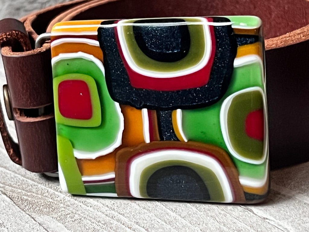 Fused Adjustable Glass Belt Buckle~Fall MOD