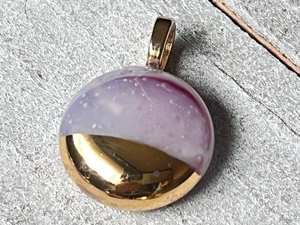 Hand Painted 18k gold fused mini pendant~Dusty Purple