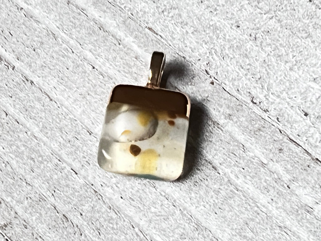 Hand Painted 18k gold fused glass mini pendant~Gold