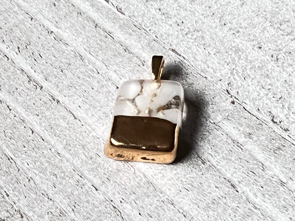 Hand Painted 18k gold fused glass mini pendant~Gold