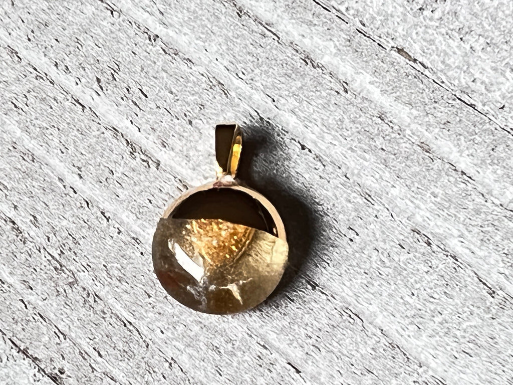 Hand Painted 18k gold fused glass mini pendant~Gold