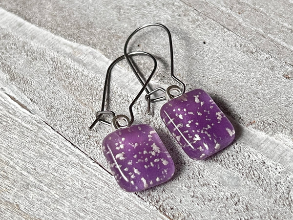 Simply Elegant Purple Glass Earrings