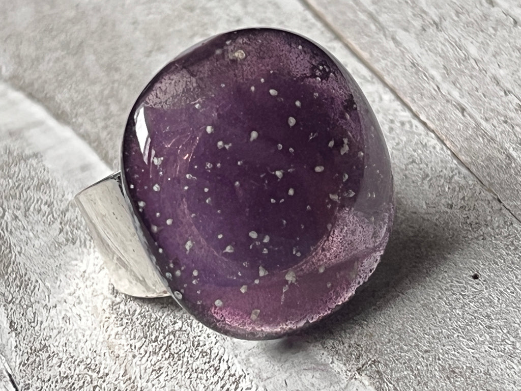 Simply Elegant Purple Glass Adjustable Ring