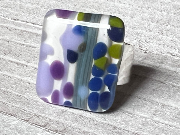 Purple Glass Adjustable Ring