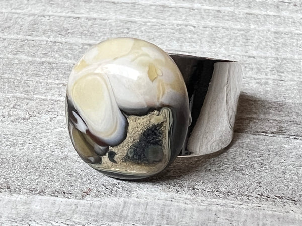 Fused Glass Adjustable Ring~ In The Flow