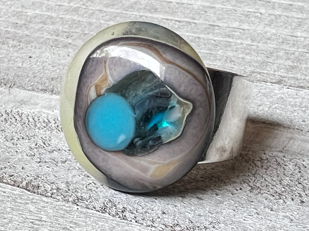 Fused Glass Adjustable Ring~ In The Flow