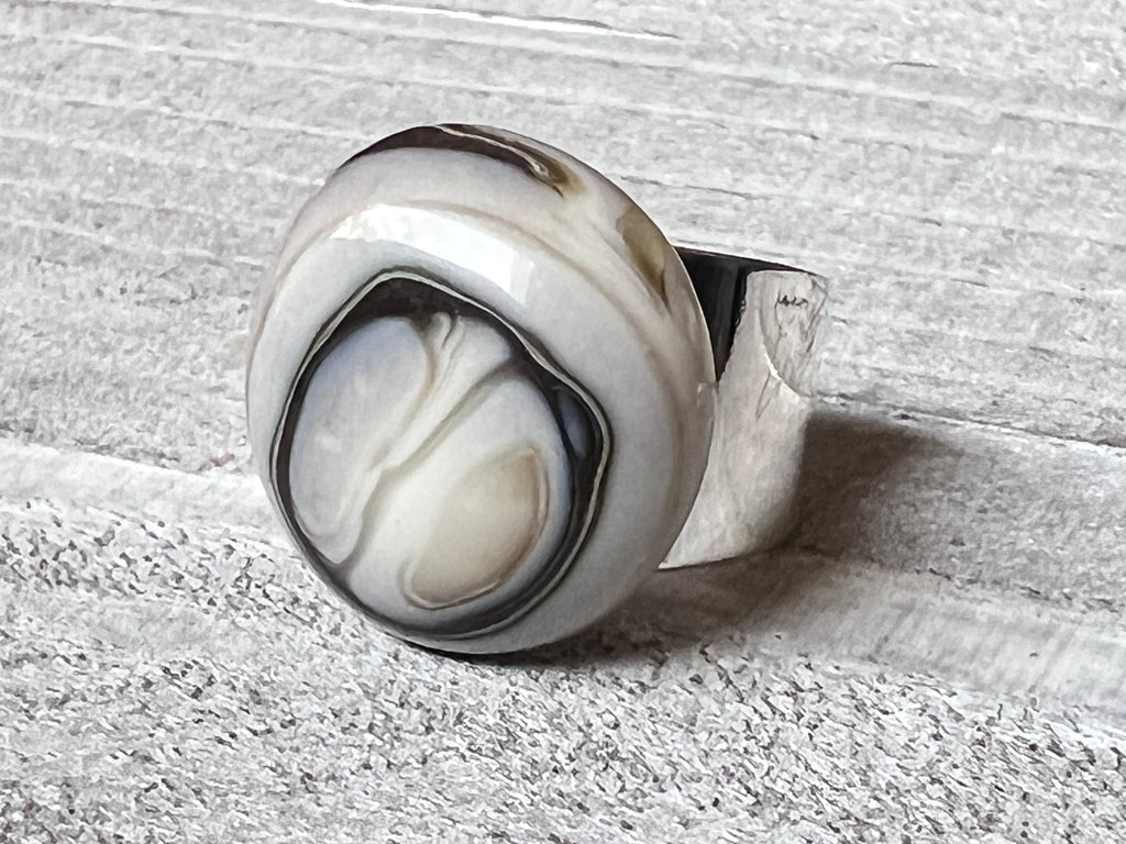 Fused Glass Adjustable Ring~ In The Flow