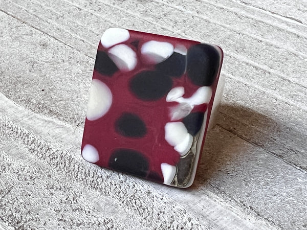 Fused Glass Ring~ Chocolate Cherry