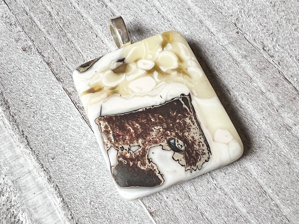 Fused Glass Pendant~ Caramel Chocolate.