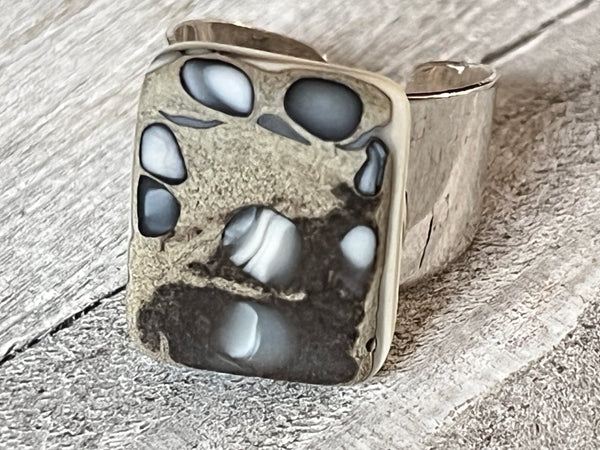 Fused Glass Ring~ Caramel Chocolate.