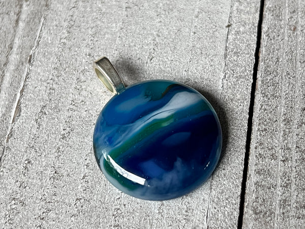 Fused Glass Pendant, In The Flow