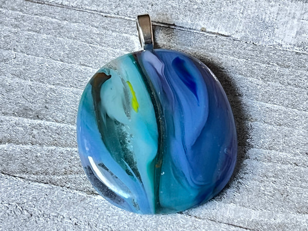 Fused Glass Pendant, In The Flow