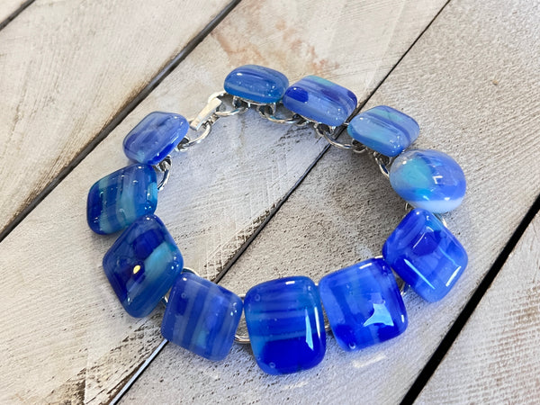 Fused Glass  Bracelet~Blue & Purple