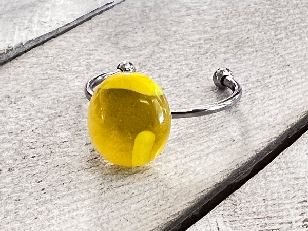 Fused Glass Stackable Ring~Yellow