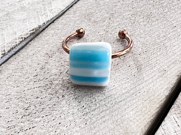 Fused Glass Stackable Ring~Blue