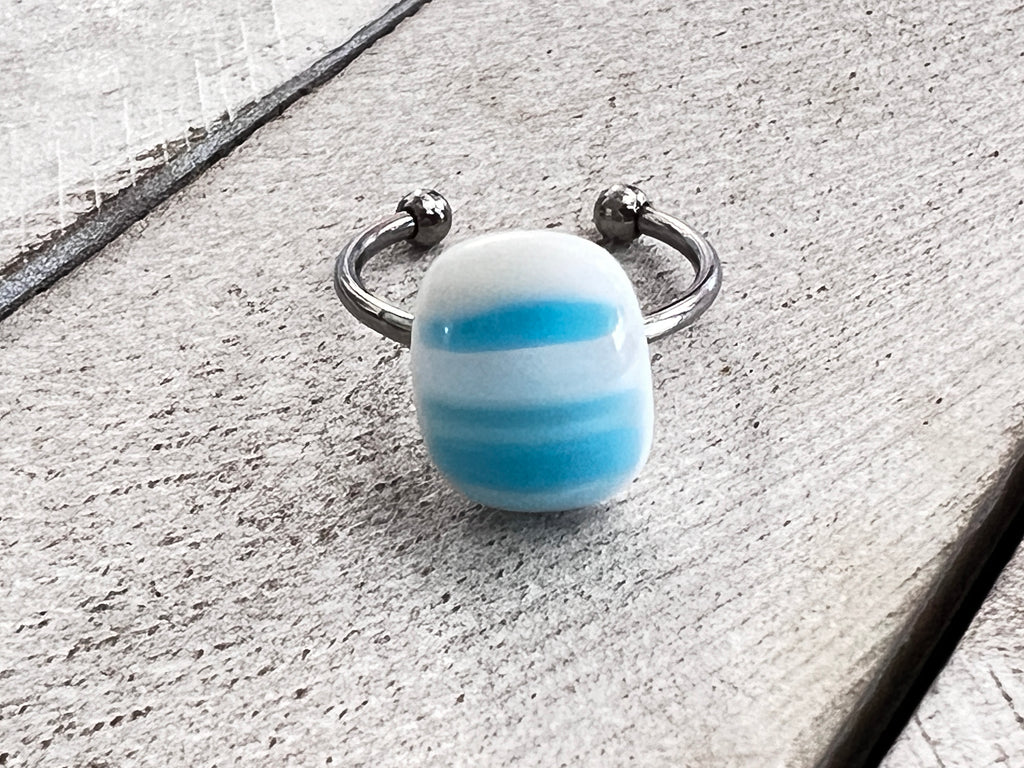 Fused Glass Stackable Ring~Blue