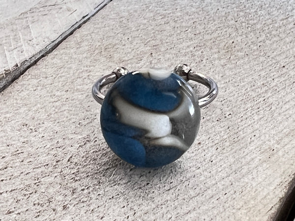 Fused Glass Stackable Ring~Blue