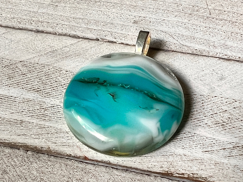 Fused Glass Pendant, In The Flow