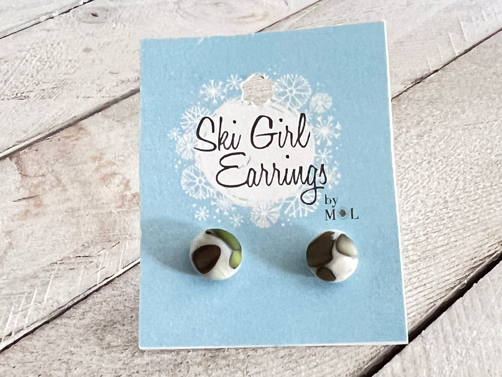 Fused Glass Stud Earrings~Oyster Collection