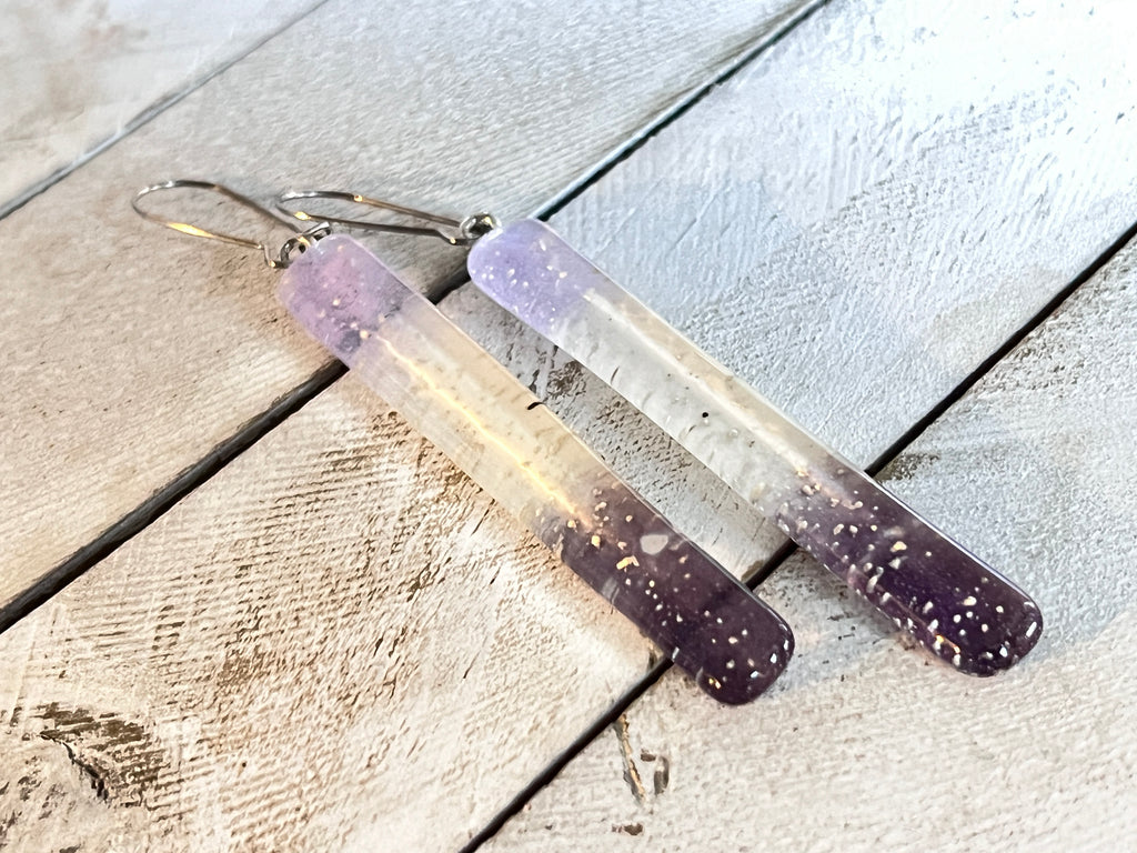 Fused Glass Long Earrings~Simply Elegant