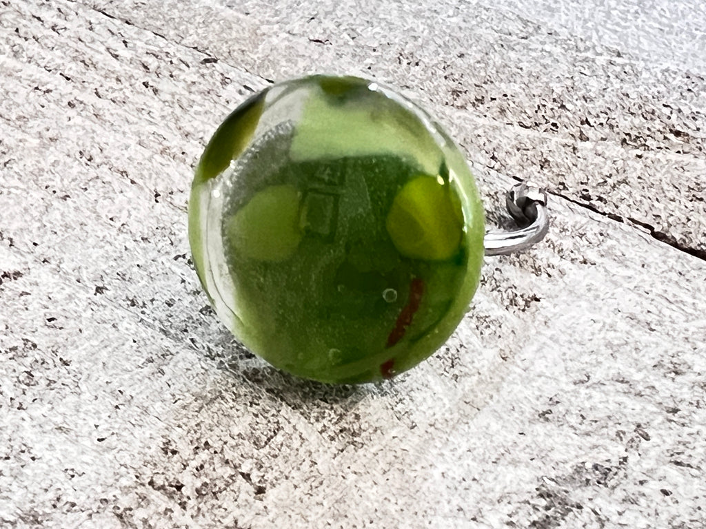 Fused Glass Adjustable Ring~ Holly Jolly