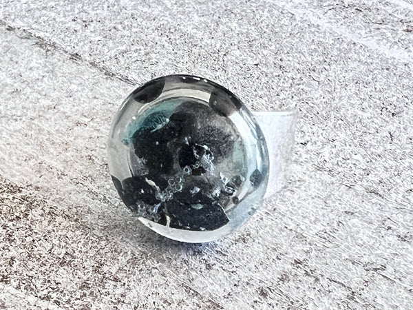 Fused Glass Black Ring