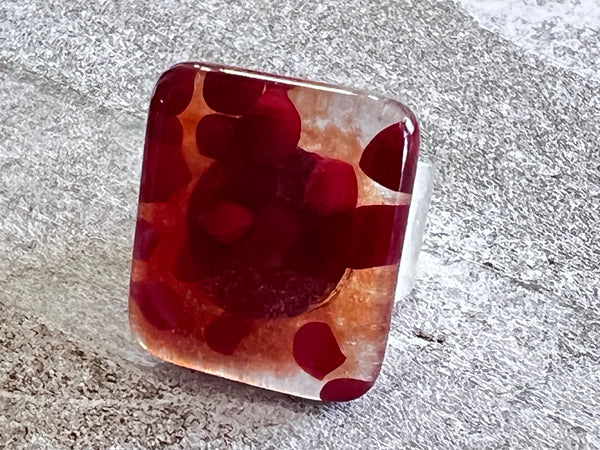 Fused Glass Ring~Red