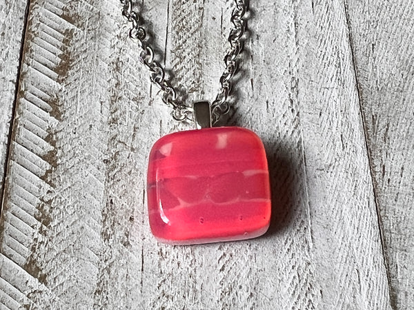 Fused Glass Mini Pendant~Peachy Pink. Chain not included.