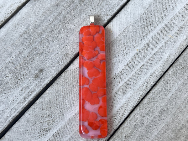 Fused Glass Pendants, Pale Pink & Tangerine