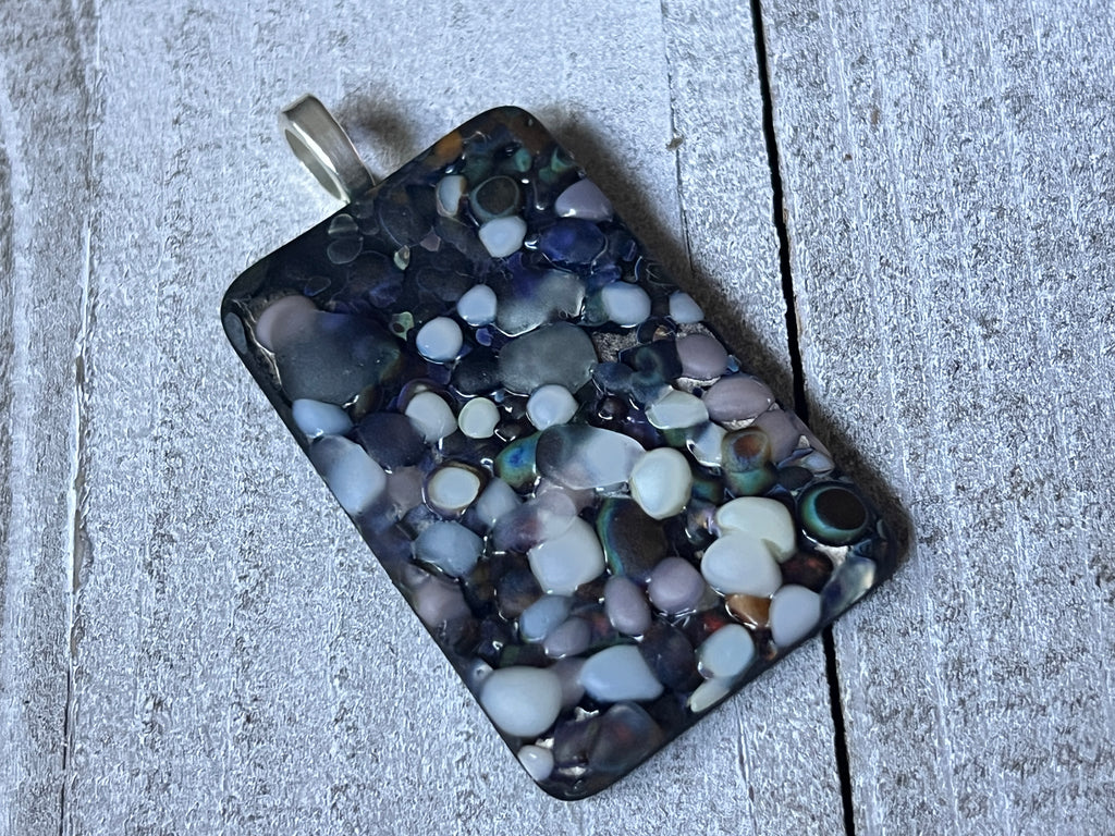 Fused Glass Pendant~Caviar oyster collection