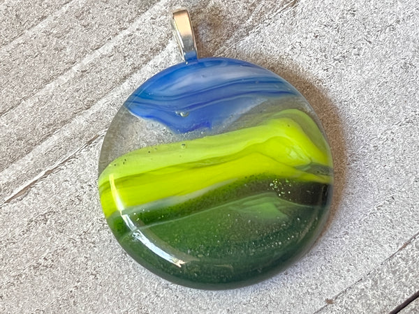 Fused Glass Pendant, In The Flow