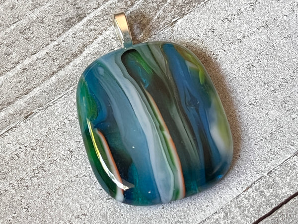 Fused Glass Pendant, In The Flow