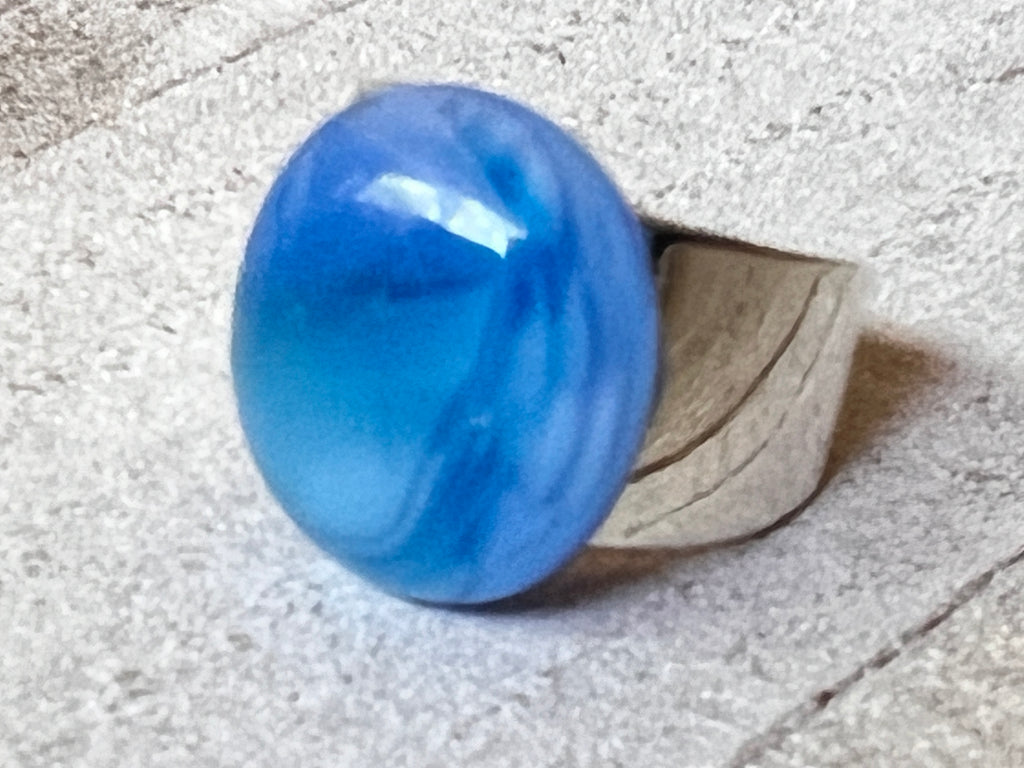 Blue Fused Glass Ring~