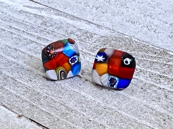 Fused Glass Stud Earrings, Cinque Terre